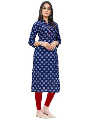 Blue printed cotton ethnic-kurtis 3