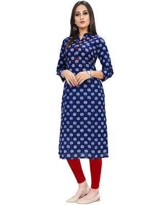 Blue printed cotton ethnic-kurtis 4