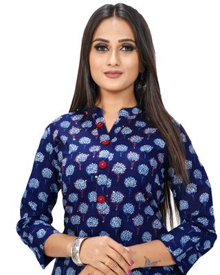 Blue printed cotton ethnic-kurtis 5