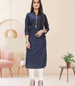 Blue printed cotton ethnic-kurtis