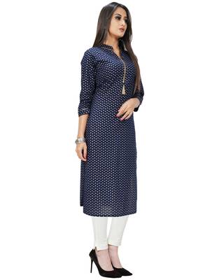 Blue printed cotton ethnic-kurtis 3