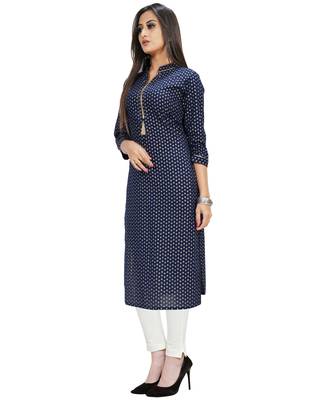 Blue printed cotton ethnic-kurtis 4