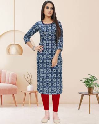 Blue printed cotton ethnic-kurtis 1
