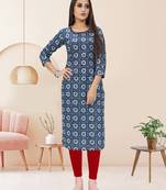 Blue printed cotton ethnic-kurtis