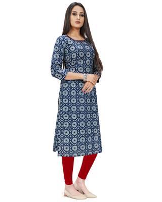 Blue printed cotton ethnic-kurtis 3