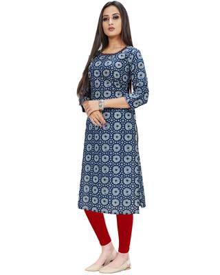 Blue printed cotton ethnic-kurtis 4