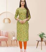 Green printed cotton ethnic-kurtis