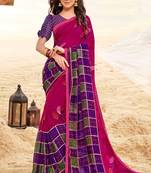pink printed georgette saree with blouse