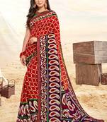multicolor printed georgette saree with blouse