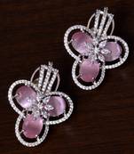 American Diamond and Baby Pink Stone Embellished Designer Earrings
