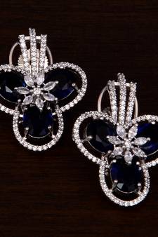 American Diamond and Sapphire Embellished Designer Earrings 
