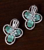 American Diamond and Mint Stone Embellished Designer Earrings 