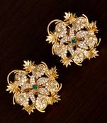Gold Plated Emerald and CZ Stone Embellished Designer Earrings 