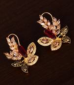 Champagne and Ruby Stone Embellished Designer Earrings