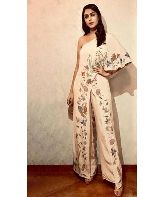 Ri Ritu Kumar Ri Ritu Kumar Beige Floral One Shoulder Jumpsuit 2