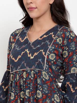 Blue printed cotton kurtas-and-kurtis 4