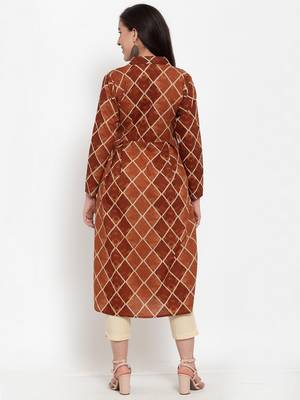 Brown printed cotton kurtas-and-kurtis 3
