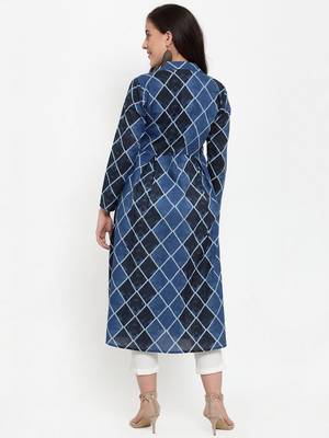 Blue printed cotton kurtas-and-kurtis 3