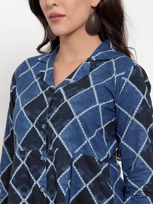 Blue printed cotton kurtas-and-kurtis 4
