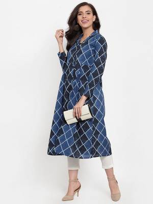 Blue printed cotton kurtas-and-kurtis 5