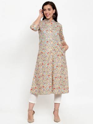Peach printed cotton kurtas-and-kurtis 1