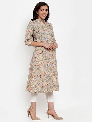 Peach printed cotton kurtas-and-kurtis 2