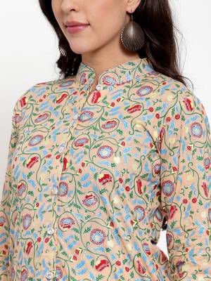 Peach printed cotton kurtas-and-kurtis 4