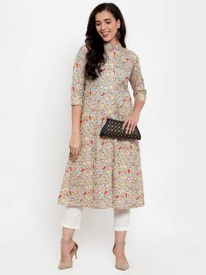 Peach printed cotton kurtas-and-kurtis 5