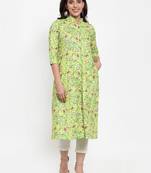 Indibelle Green printed cotton kurtas-and-kurtis