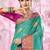 Turquoise woven cotton silk saree with blouse