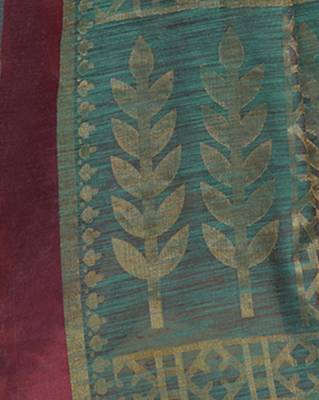 Dark green printed brasso saree with blouse 3