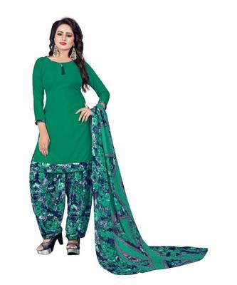 green printed crepe unstitched salwar with dupatta 1