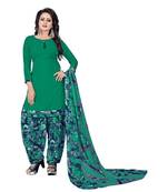 green printed crepe unstitched salwar with dupatta