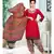 red printed crepe unstitched salwar with dupatta