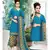 blue printed crepe unstitched salwar with dupatta