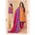 orange printed cotton unstitched salwar with dupatta