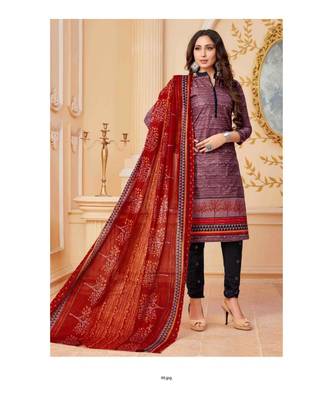 multicolor printed cotton unstitched salwar with dupatta 1