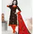 brown printed cotton unstitched salwar with dupatta