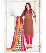 multicolor printed cotton unstitched salwar with dupatta