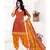 orange printed cotton unstitched salwar with dupatta