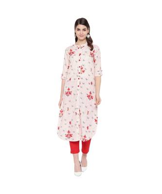 white printed rayon kurti 2