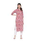 pink printed cotton kurti