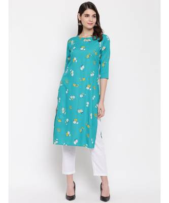 blue printed rayon kurti 2