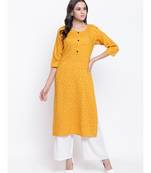 Yellow printed rayon kurti