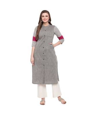 grey printed cotton kurti 1