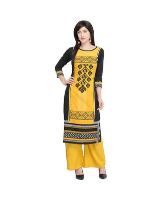 Black printed crepe kurti 1