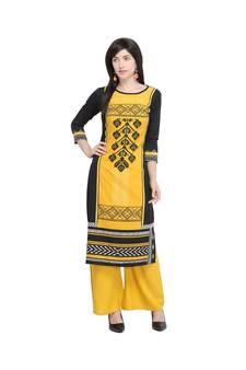 Black printed crepe kurti