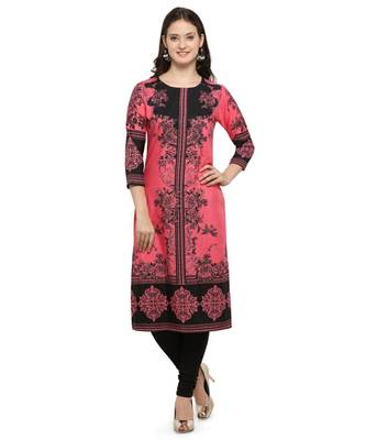 Pink printed crepe kurti 1