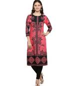 Pink printed crepe kurti