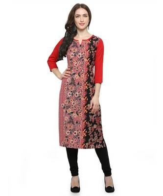 Red printed crepe kurti 1